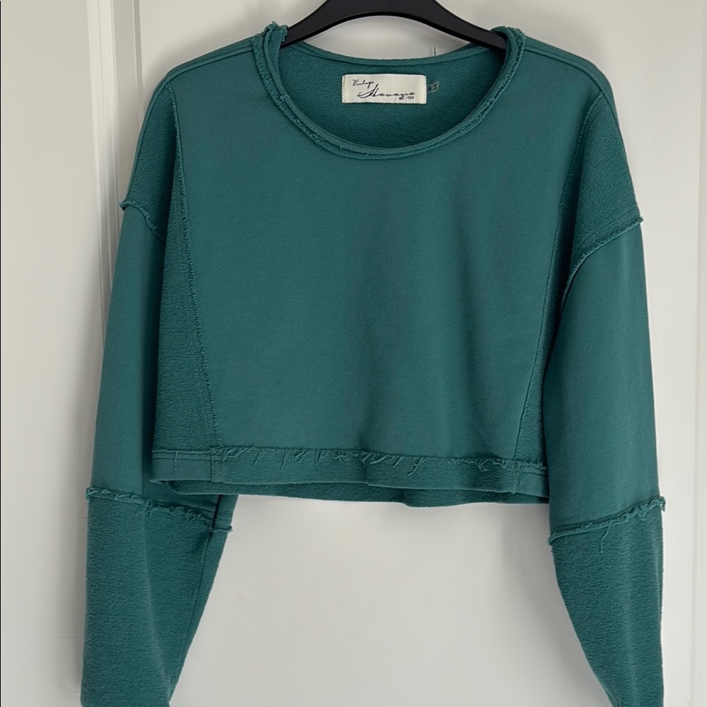 Teal Long Sleeve Crop Top